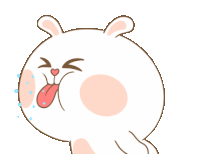 a cartoon of a rabbit with its tongue out