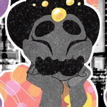 a cartoon drawing of a man with a mustache and a hat