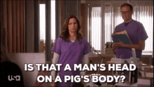 Playing House Mans Head On Pigs Body GIF - Playing House Mans Head On Pigs Body Maggie GIFs
