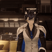 a cartoon character wearing glasses and a cat ear