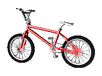 a red bmx bike with a white seat