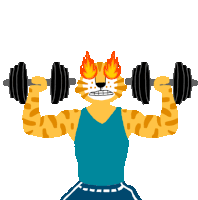 Fiery Tiger Lifts Barbells Sticker - Get Kuat Strong Body Builder Stickers