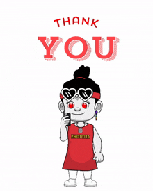 a cartoon girl wearing sunglasses and a shirt that says ' zhotcita '