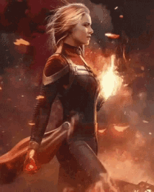Captain Marvel Fire GIF - Captain Marvel Fire Brie Larson GIFs
