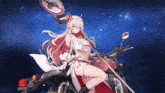 a girl with long hair is sitting on a motorcycle holding a sign that says no motorcycles