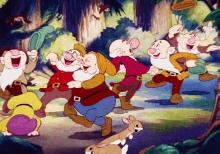 snow white and the seven dwarfs dwarf happy joy jumping