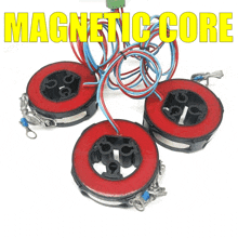 a bunch of red and black magnetic core wires