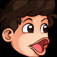 a close up of a cartoon character 's face with a surprised look on his face