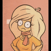 a cartoon drawing of a girl with big eyes