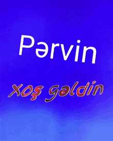 a blue background with the name parvin written in white