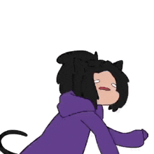 a drawing of a person in a purple hoodie