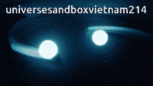 a blue background with the words universe and box vietnam214