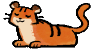 a cartoon drawing of an orange and white cat with its eyes closed