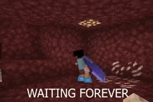 a screenshot of a video game with the words " waiting forever " on the bottom