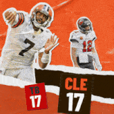 a collage of two football players with one wearing the number 17 and the other wearing the number 12