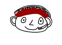 a drawing of a person 's face with a red headband