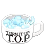 a pixel art of a man taking a bath in a cup of bubbles .