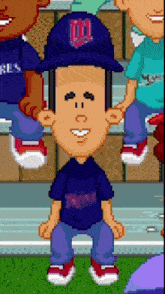 a pixel art drawing of a boy wearing a texas hat