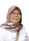 a woman wearing glasses and a scarf is smiling for the camera