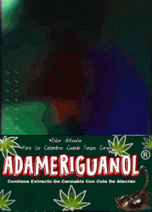 a man is standing in front of a green sign that says adameriganol