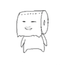 a drawing of a roll of toilet paper with faces on it .