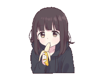 a girl is eating a banana with a hoodie on