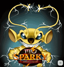 a picture of a cartoon character holding a sparky season 6 epi xix
