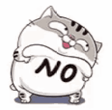 Ami Fat Cat No GIF - Ami Fat Cat No Line Stickers GIFs