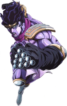 star platinum from jojo 's bizarre adventure has a bunch of balls on his gloves