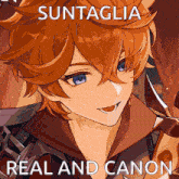 a picture of a boy with the words suntaglia real and canon on the bottom