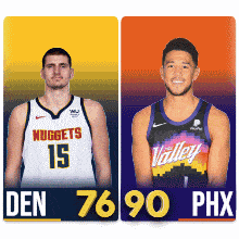 two basketball players from the denver nuggets and phoenix suns
