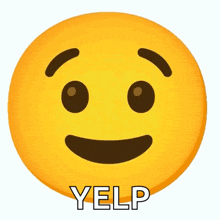 a yellow smiley face with the word yelp written below it .