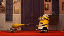 minions cleaning vacuum dance funny