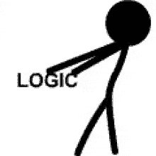 a stick figure is holding a ball and the word logic is on a white background .
