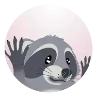 a cartoon illustration of a raccoon waving its hand