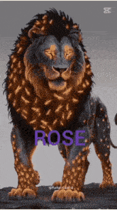 a lion with the word rose on its back