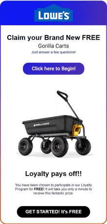 a lowe 's ad for gorilla carts with a picture of a wagon