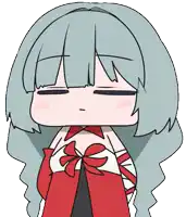 a cartoon drawing of a girl with a bow on her chest