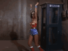 wonder woman spinning telephone booth