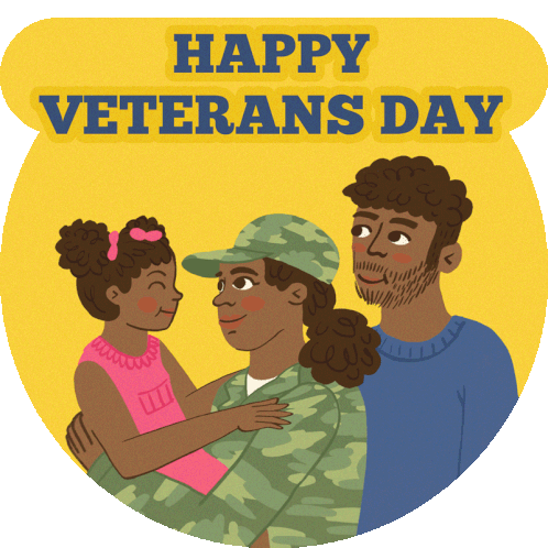 Happy Veterans Day Family Sticker - Happy Veterans Day Family Hug Stickers