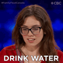 Drink Water Sydney GIF - Drink Water Sydney Family Feud Canada GIFs
