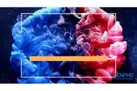 a blue and red ink swirl with genpho smart health simplified in the corner