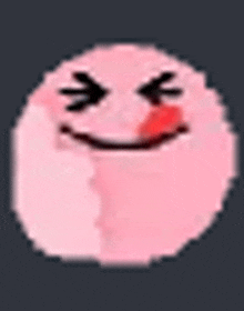 a pixel art illustration of a pink smiley face with arrows pointing to the eyes .
