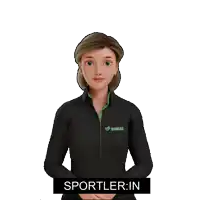 a cartoon woman wearing a black shirt with simax written on it