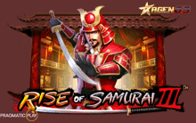 a game called rise of samurai ii has a samurai holding a sword on the screen