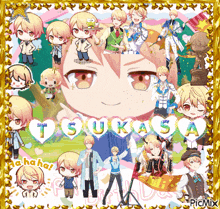 a collage of anime characters with the name tsukasa at the top