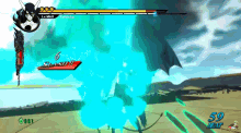 a video game screen shows a character with a sword and the number 6 on it