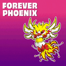 a poster with a cartoon phoenix and the words forever phoenix