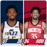 Utah Jazz (36) Vs. Houston Rockets (24) First-second Period Break GIF - Nba Basketball Nba 2021 GIFs