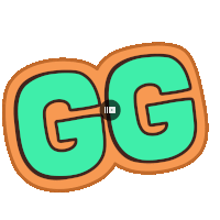 a cartoon drawing of the letters gg with a play button